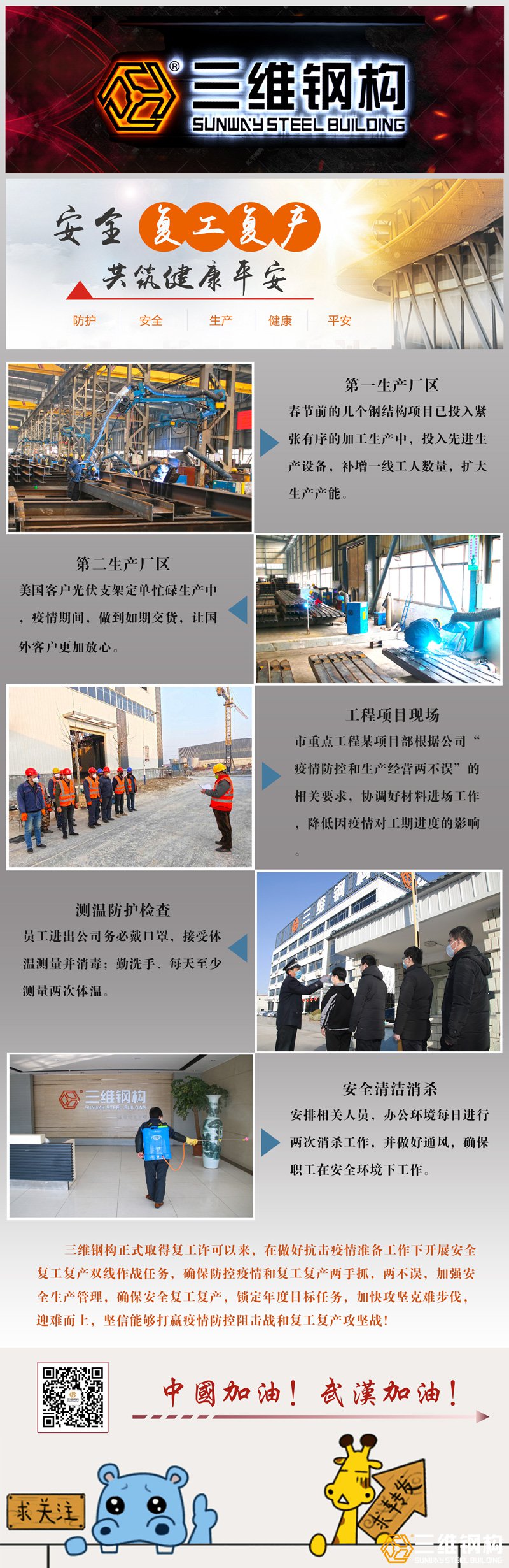 红桃国际钢结构安全复工生产流程